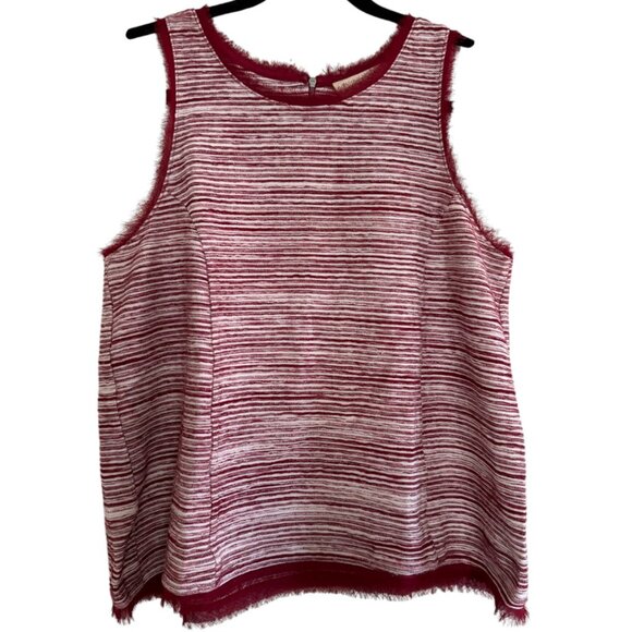 Vanessa Virginia By Anthropologie Red & White Horizontal Stripe Sleeveless Top-M - Picture 1 of 4